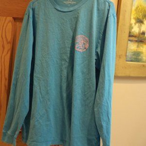 VINEYARD VINES Long Sleeve T-Shirt-100% Cotton - Color: Aqua + Pink  Size: Large